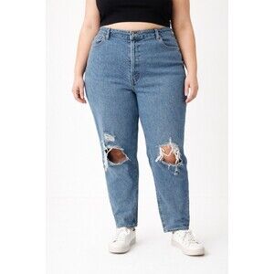 Wild‎ Fable High Rise Distressed Mom Jeans Light Wash Denim 16W Straight Vintage